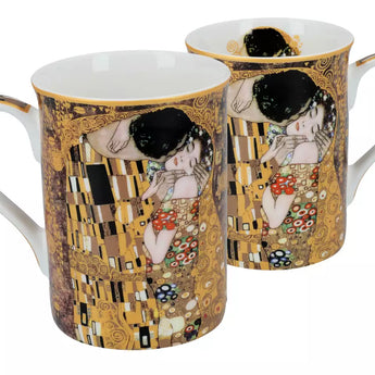 Κούπα πορσελάνης Gustav Klimt / The Kiss καφέ φόντο