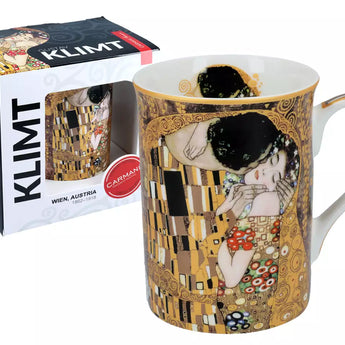 Κούπα πορσελάνης Gustav Klimt / The Kiss καφέ φόντο