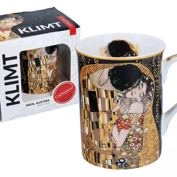 Κούπα πορσελάνης Gustav Klimt / The Kiss μαύρο φόντο