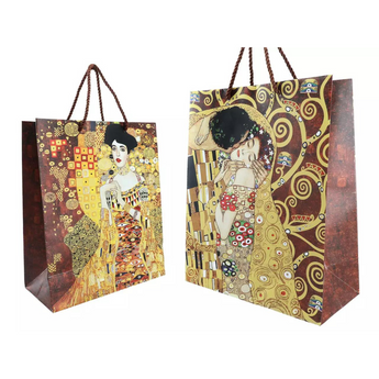 Τσάντα δώρου μεσαία Klimt/Kiss & Adele brown
