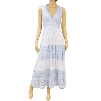 Φόρεμα μακρύ με δαντέλα γαλάζιο one size