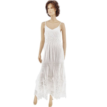 Φόρεμα μακρύ λευκό βαμβακερό (one size)